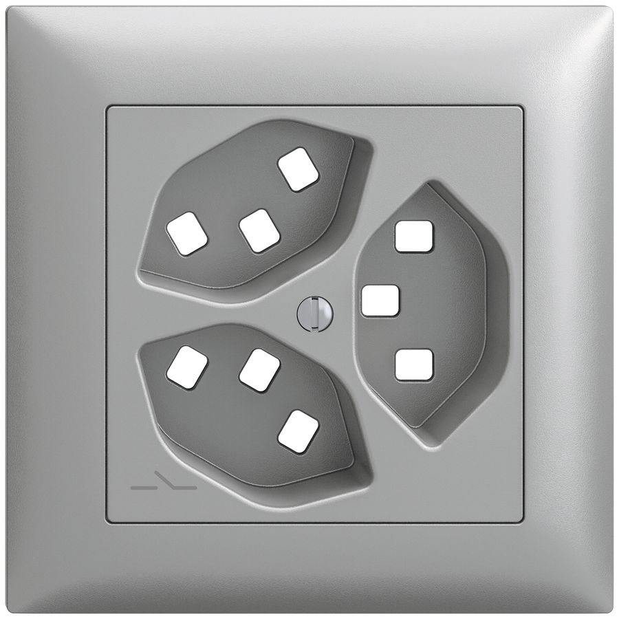 Kit montaggio INC Feller EDIZIOdue, per presa 3×T23 1×separato, silver