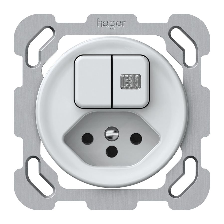 UP-Kombination origin Sch 3+3 + 1×Typ 13 77×77mm 1×beleuchtet weiss