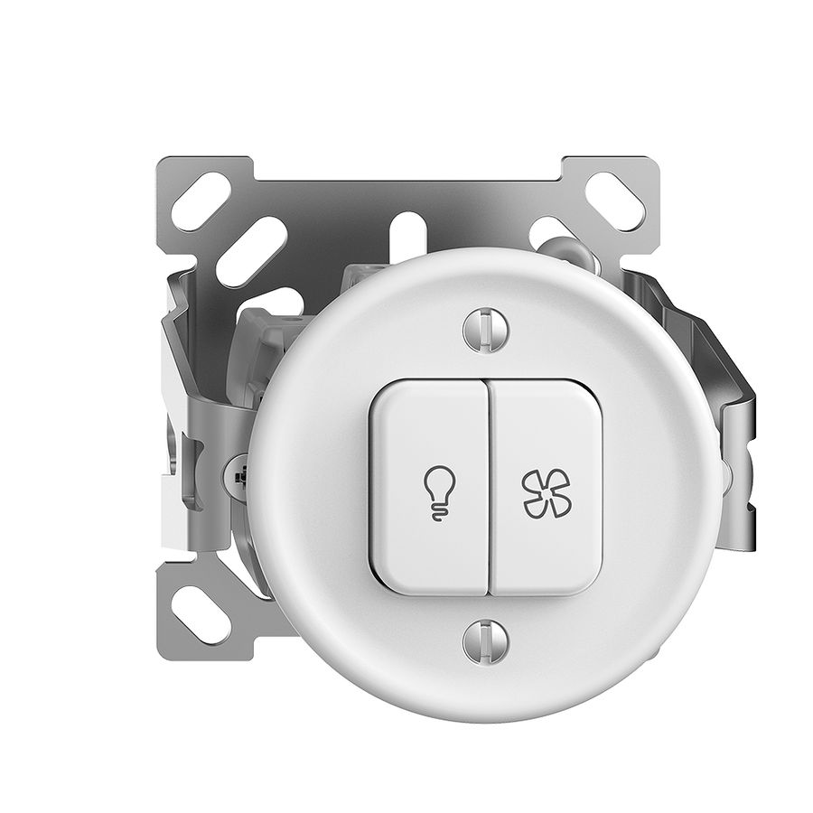 Interr.p.luce+ventilazione AP STANDARDdue bianco, LED giallo, senza cappa