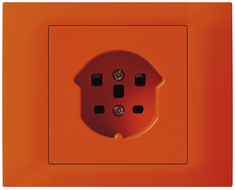 EB-Steckdose kallysto T25 Bauart T mit EB-Dose G3 Abdeckrahmen steckbar orange