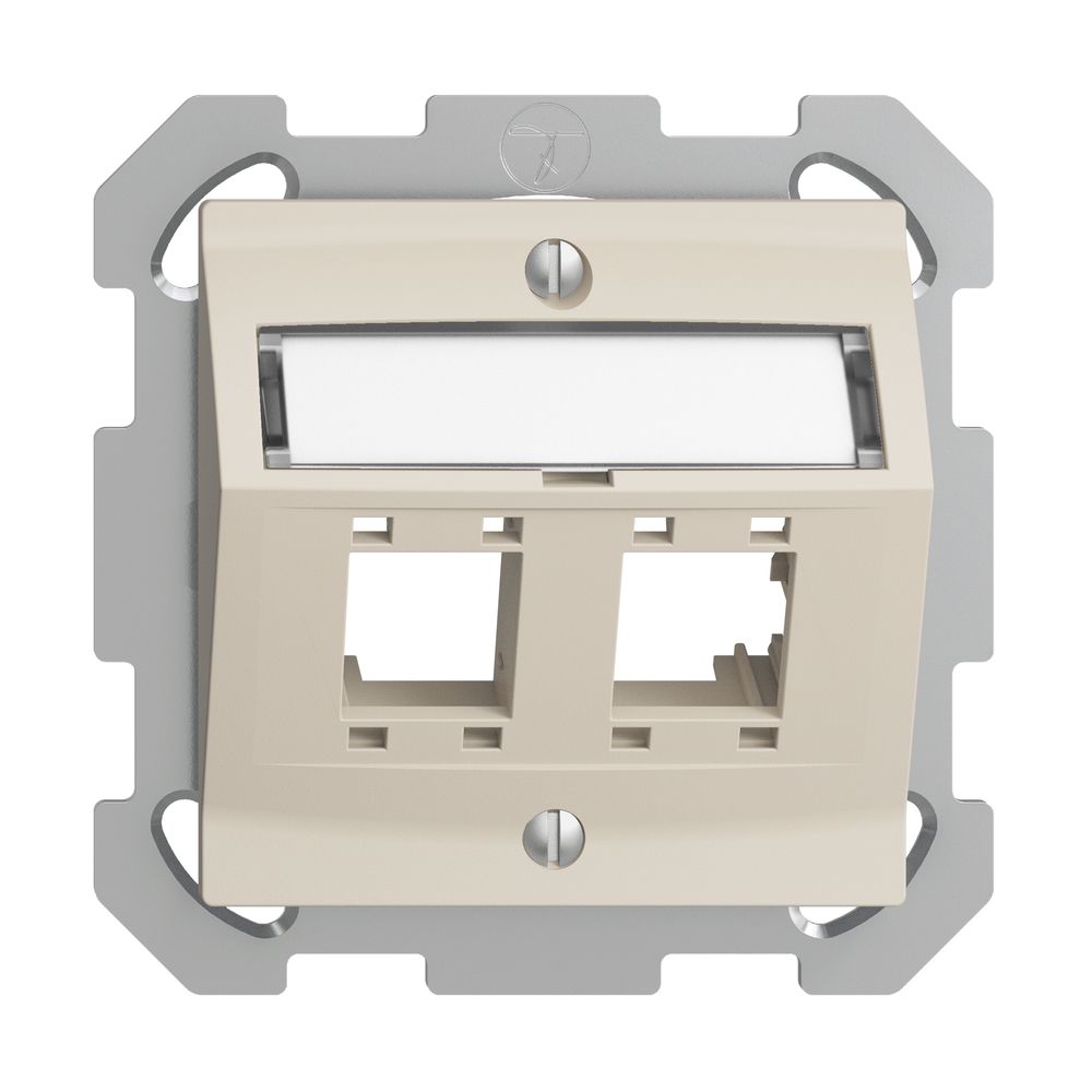 Kit de montage ENC EDIZIOdue, avec capot de sortie oblique, pour 2×RJ45, crema