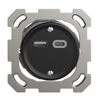 Prise ENC USB 18W type A + type C Feller STANDARDdue QM 230V 3600mA noir