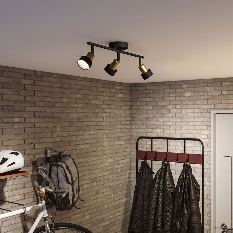 Spot Philips Conduit GU10 3×5W 484×134mm schwarz/Messing