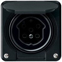 UP-Steckdose robusto 1×T15 10A 400V 86×86mm IP21 schwarz