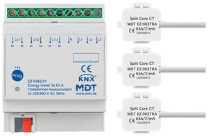 Compteur d'énergie KNX AMD MDT EZ-0363.01 1L/3L 63A convertisseur 4UM