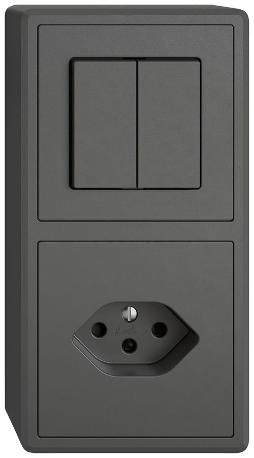 AP-Kombination EDIZIO.liv SNAPFIX® 2×1 140×74mm Schema 1/3+3/1L+1×T13 dunkelgrau
