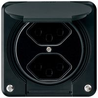 UP-Steckdose robusto 2×Typ 23 schwarz für Kombination