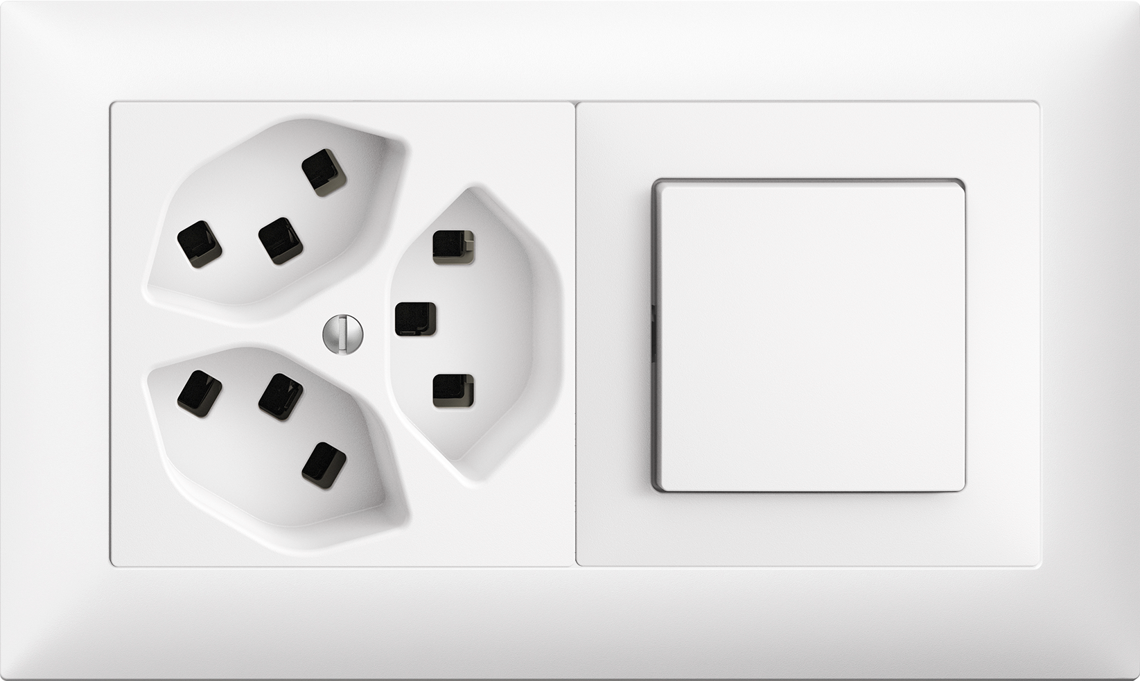 Combinaison ENC Edue 1×2, Prise 3×T23 + Interrupteur 3/1 bc