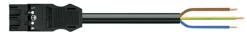 Anschlussleitung MIDI 3×1.5mm² 16A 250V 1m Cod.A Stecker-freie Ende schwarz Cca