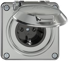 Steckdose ELEMENT SNAPFIX® SCHUKO 16A 250V mit Klappdeckel IP44 alu