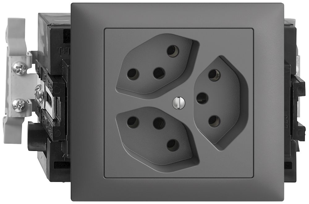 EB-Steckdose EDIZIOdue 3×T13 49…69mm Snap dunkelgrau