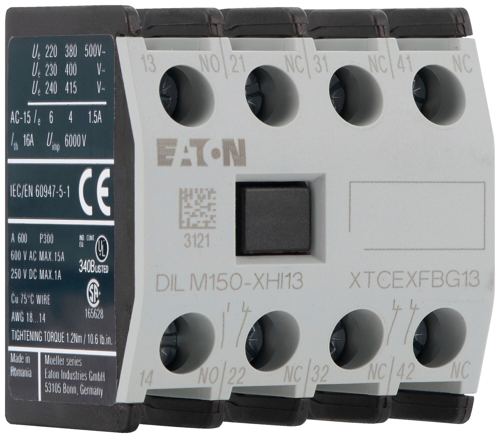 Hilfsschalter Eaton DILM150-XHI13 1NO 3NC 6A Schraubanschluss