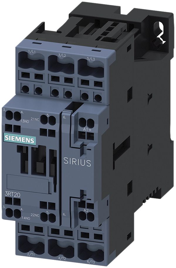 Contattore di potenza Siemens SIRIUS 3RT2 24VDC 3P 32A +1Ch/1R a molla