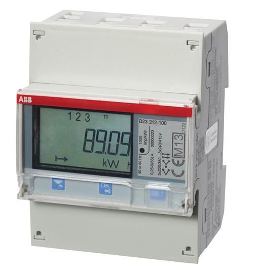 Compteur d'énergie AMD ABB iBus B23 212-100, 3×65A Bronze impulse RS-485