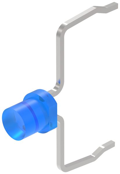 LED single EAO T1 Bi-Pin gebogen, 3.0VDC, 20mA, blau