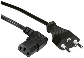 Apparatekabel VALUE T12 → C13 (90°) 3×1mm² 250VAC/10A schwarz 2m