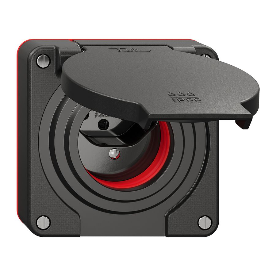 Steckdose NEVO N.CO 1×T13, IP55 gemäss SN 441011, m.roter Dichtung, schwarz