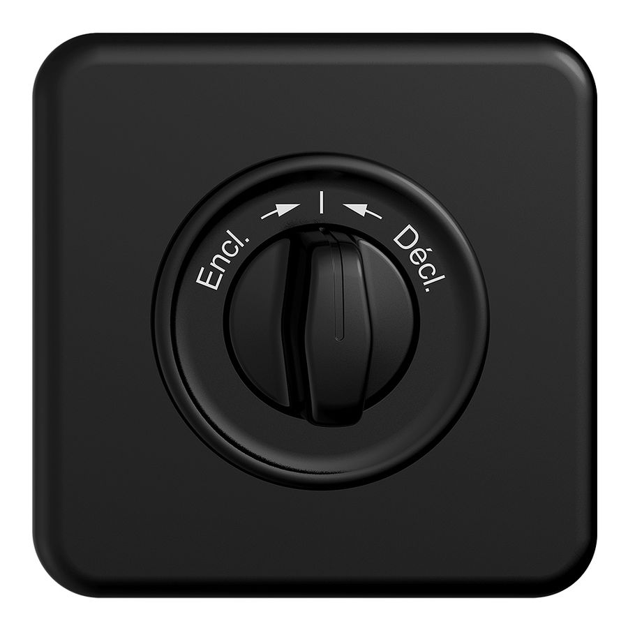 Frontset STANDARDdue Encl.->I<-Décl. schwarz 90×90mm für Schwenktaster