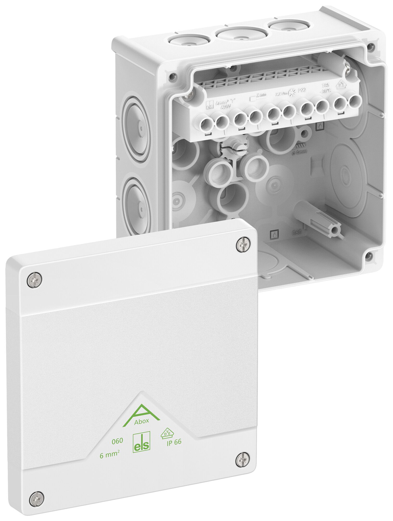 Scatola di derivazione AP Spelsberg Abox 060-6²/w 127×127×70mm IP66 bi