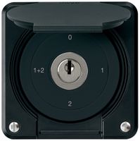 UP-Schlüsselschalter robusto IP55 mit Klappdeckel S1/1P schwarz für Kombination