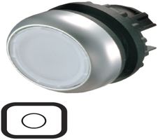 Leucht-Drucktaste ETN RMQ flach weiss O, tastend, Ring verchromt