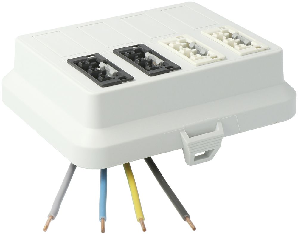 Parte frontale AGRO, in: 4P H07V-U, out: ogni 2×3P ne L1/ bi L2, WAGO