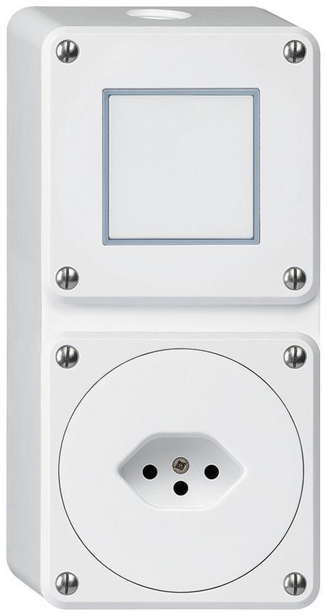 Combinaison AP Hager robusto I-I verticale 3/1L+type 13, sans couvercle, blanc