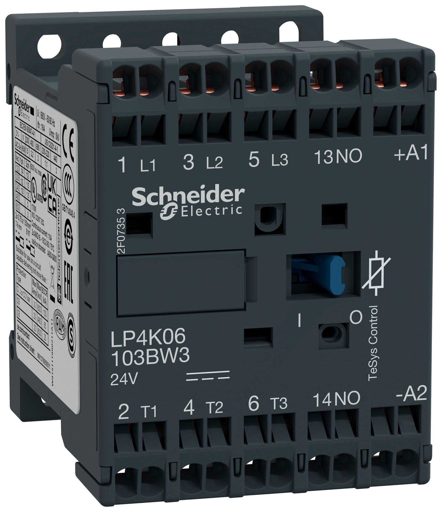 Leistungsschütz TeSys 24VDC 3NO 20A 6A 2.2kW 4A 1.5kW