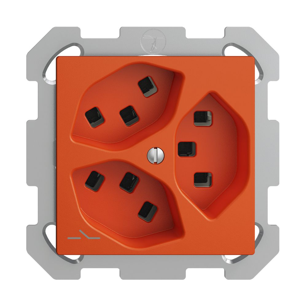 UP-Steckdose 3×T23 Feller EDIZIOdue FM, 1×getrennt, Steckklemmen, orange