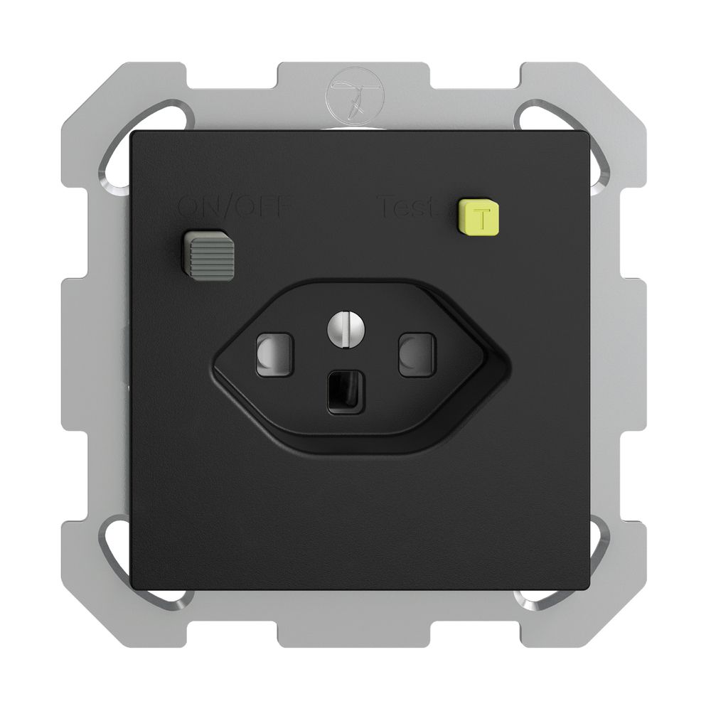 UP-Steckdose EDIZIOdue T23 FI 30mA FM, shutter, schwarz