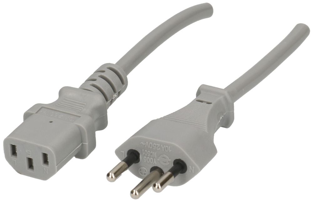 Apparatekabel MH, T12/C13, Td 3×0.75mm² 1m, grau