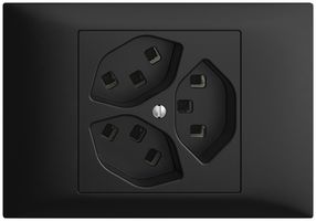 EB-Steckdose 3×T23 16A EDIZIOdue schwarz, mit Steckklemmen