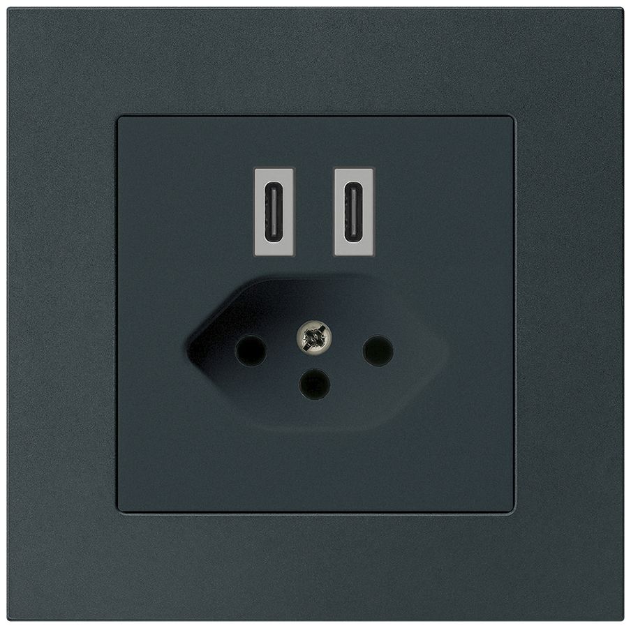 Prise de charge USB ENC Hager kallysto.pro C-C 20W+T13 5V 94×94mm noir