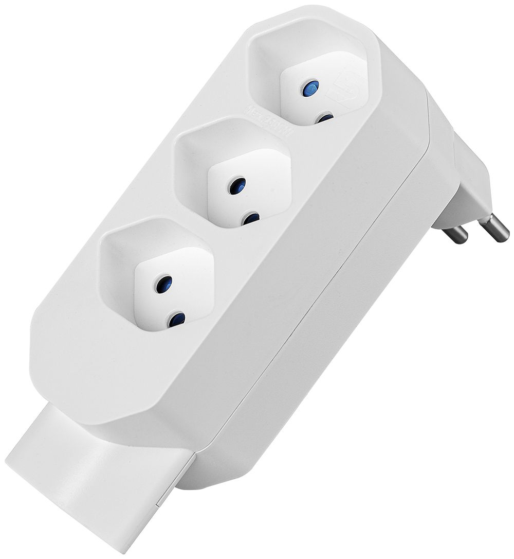 Fiche multiple LINE 3×T13+1×T13 rotative 320° 10A 230V IP20 blanc