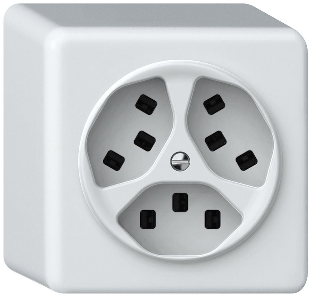 AP-Steckdose origin 3×Typ 23 16A 230V 88×88×54mm weiss