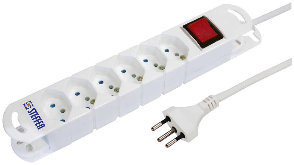 Presa multipla STEBA VARIABL 6×T13 con interruttore 5m bianco