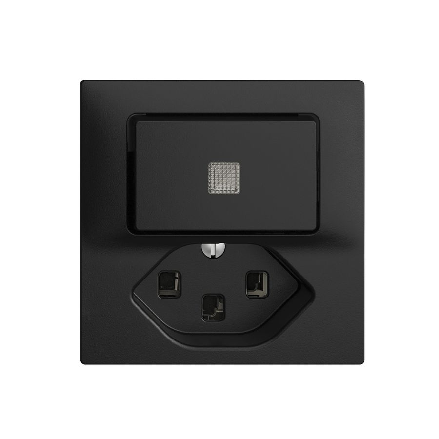 Leuchtkombination LS 6/1L+T23 schwarz, 16A EDIZIOdue mit Linse, LED gelb