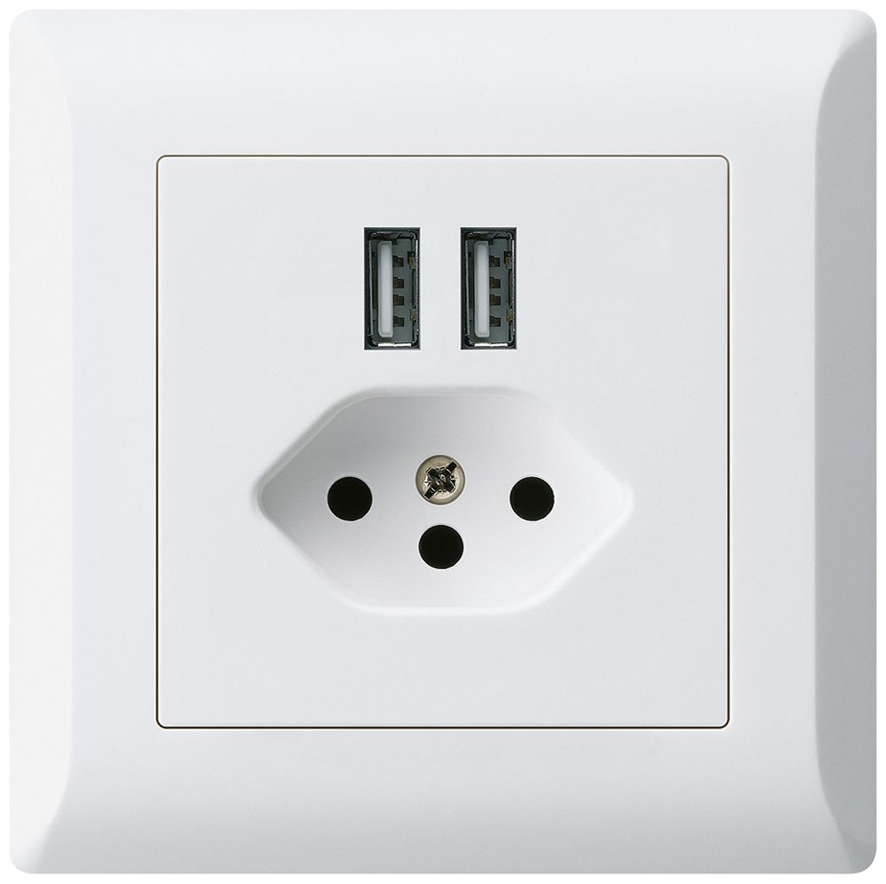 Prise ENC 2×USB & T13 kallysto.line 2400mA blanc