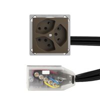 EB-Steckdose EDIZIOdue 3×T13 L3 coffee für Flachkabel Technofil