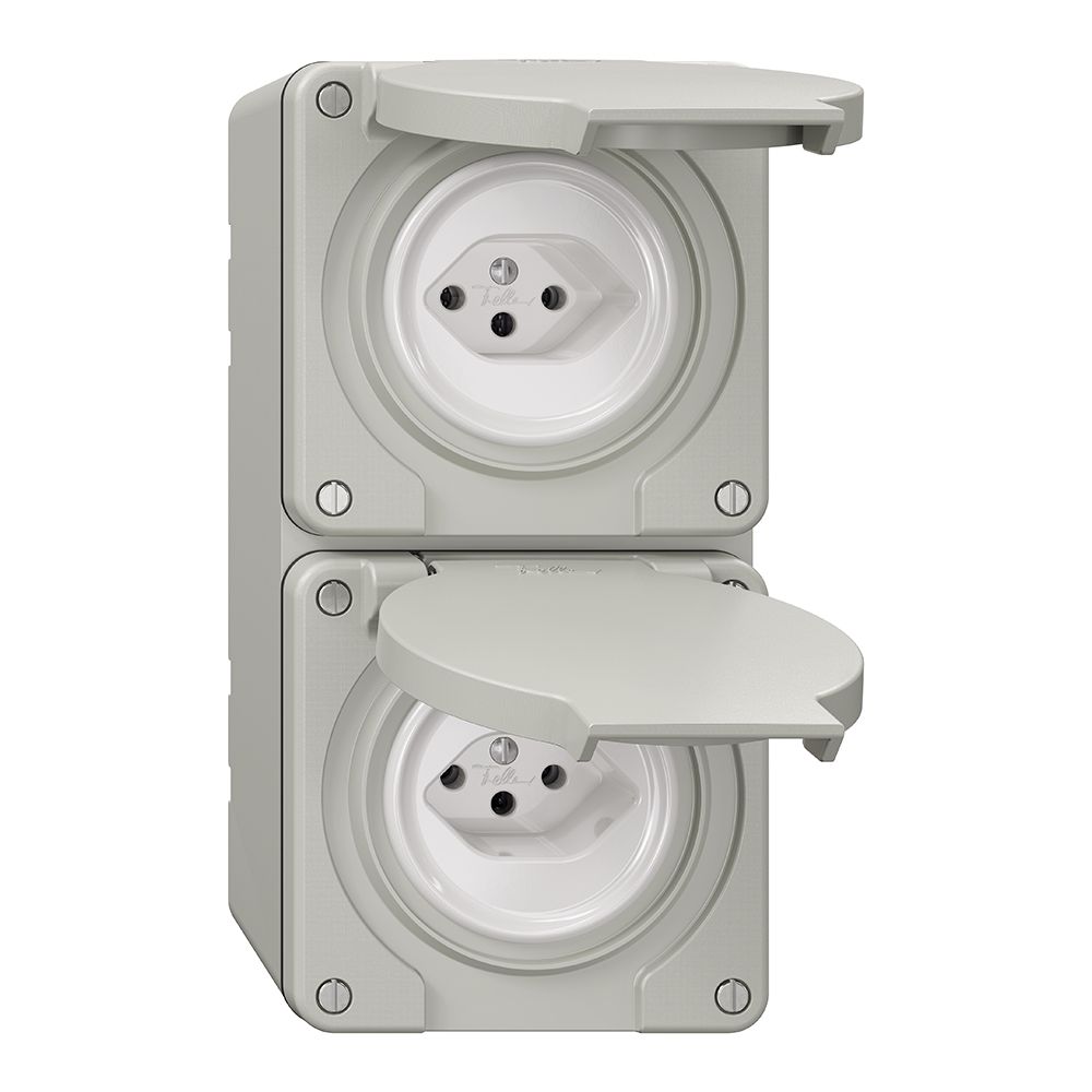 NAP-Kombination NEVO, 2×Steckdose Typ 13, lichtgrau