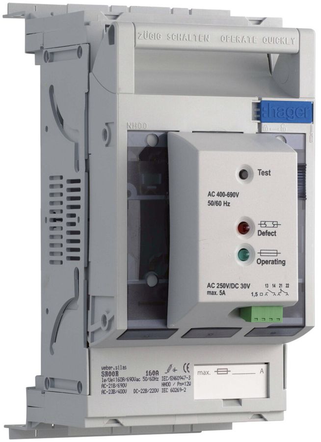 Sezionatore HPC weber.silas DIN00 690VAC 160A pr.INC 32mm al./ba. contr.fusibile