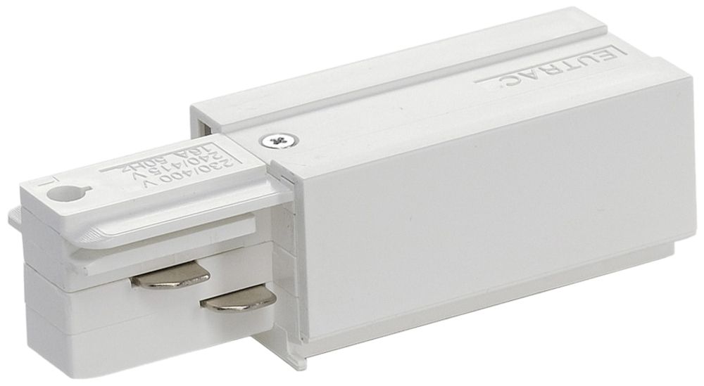 Einspeiser SLV für AP-Stromschiene EUTRAC, Erde links, weiss