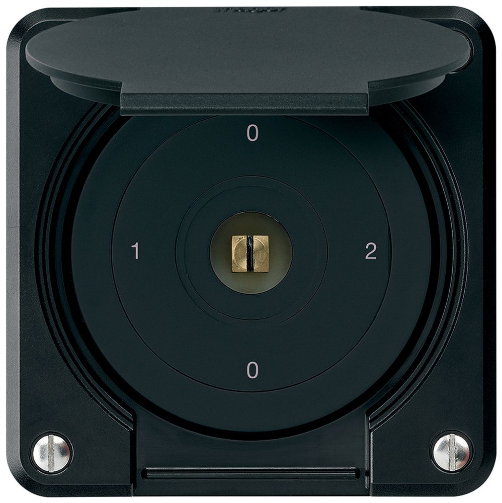 Interruttore a chiave quadrata INC robusto IP55 con coperchio S2/1P nero combi