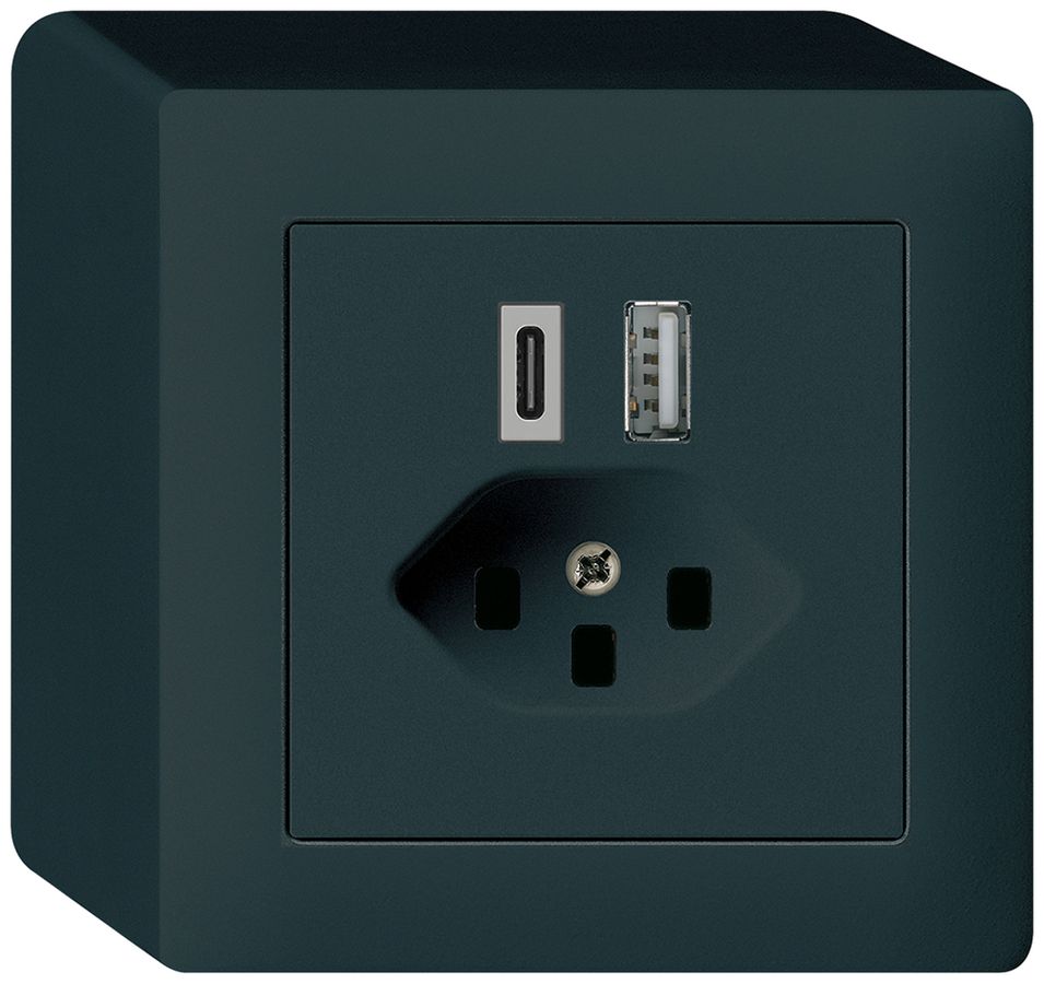 Prise de charge USB AP kallysto 18W PD 1×type A 1×type C T23 noir