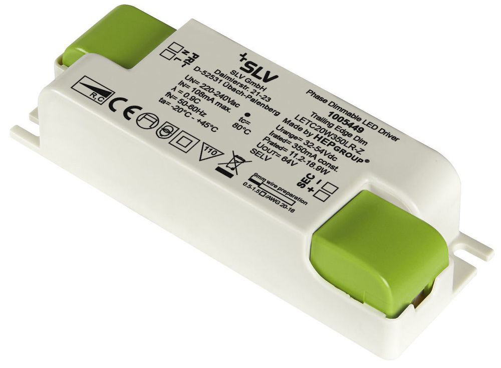 LED-Konverter SLV LETC20W350LR-Z, 20W 350mA 32…54VDC, dimmbar R/C