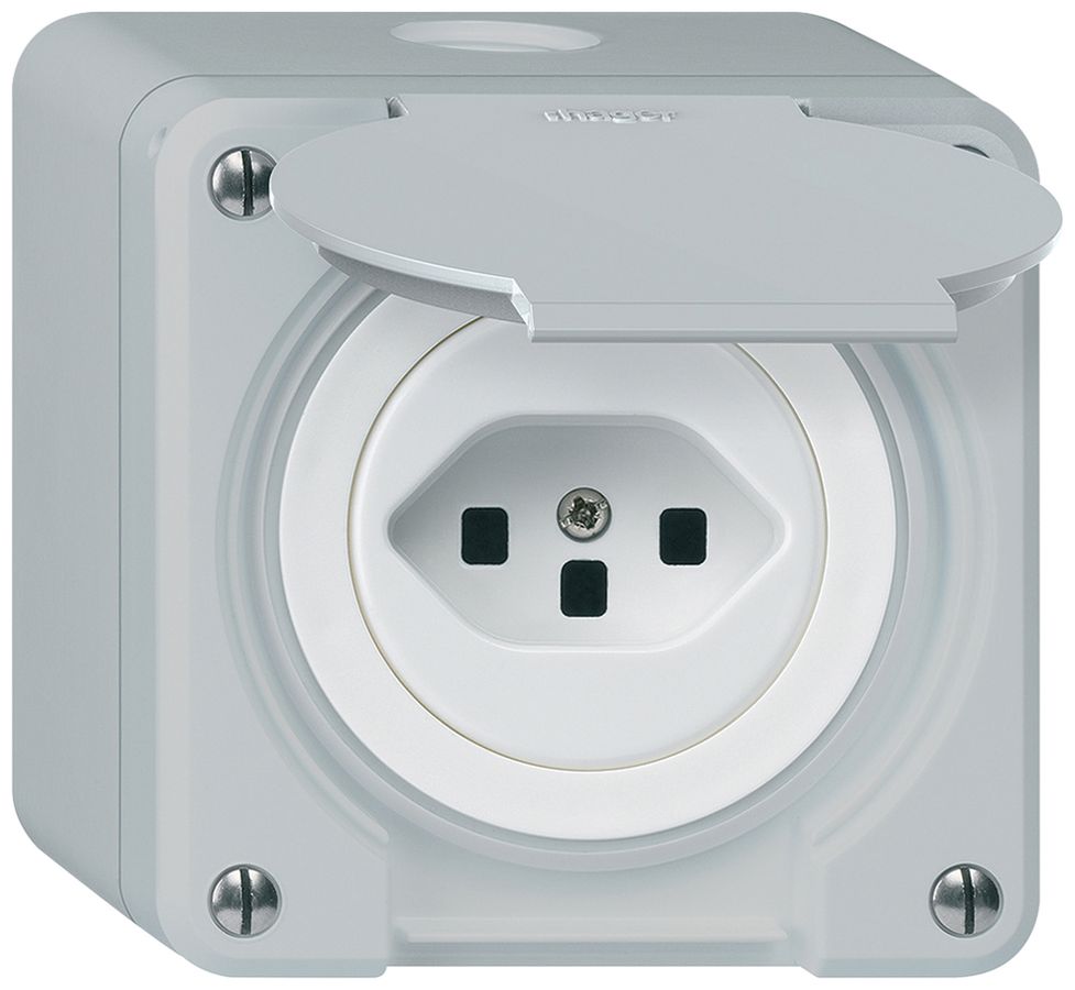 AP-Steckdose robusto Typ 23 grau mit Steckklemmen