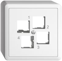 AP-Montageset EDIZIOdue EASYNET S-One, für 4×RJ45, geradeauslass, weiss
