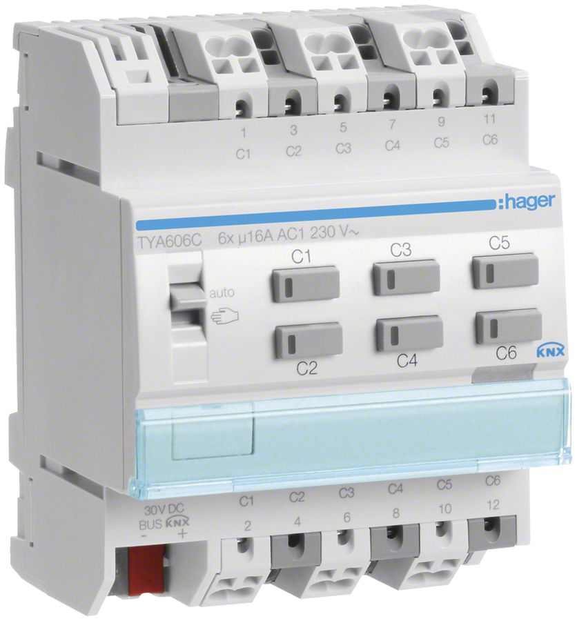 Module de sortie AMD KNX Hager system 16A sextuple