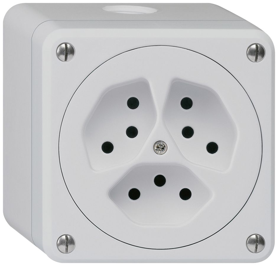 AP-Steckdose robusto 3×Typ 13 grau ohne Klappdeckel