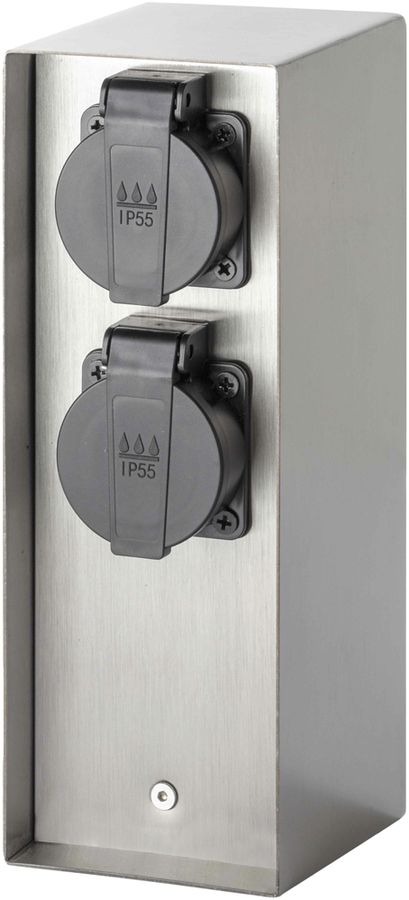 Anschlusssäule Schönenberger IP55 3×T13 230V 10A Überlastschutz Stahl